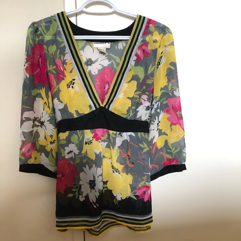 💛3/4  sleeves Chiffon  Empire Maternity Blouse